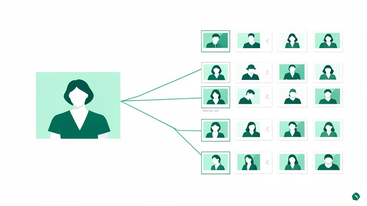 A photo being compared against a grid of search results ranked by similarity